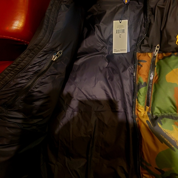 LARGE "Down"Jacket "RALPH LAUREN" BLK/CAMO/YLW - Picture 9 of 11